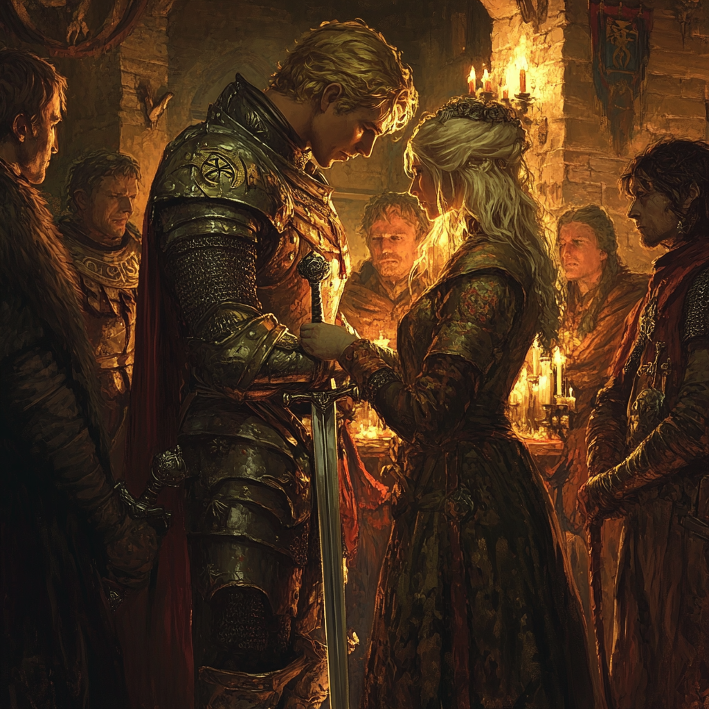 Medieval knight romantic vow