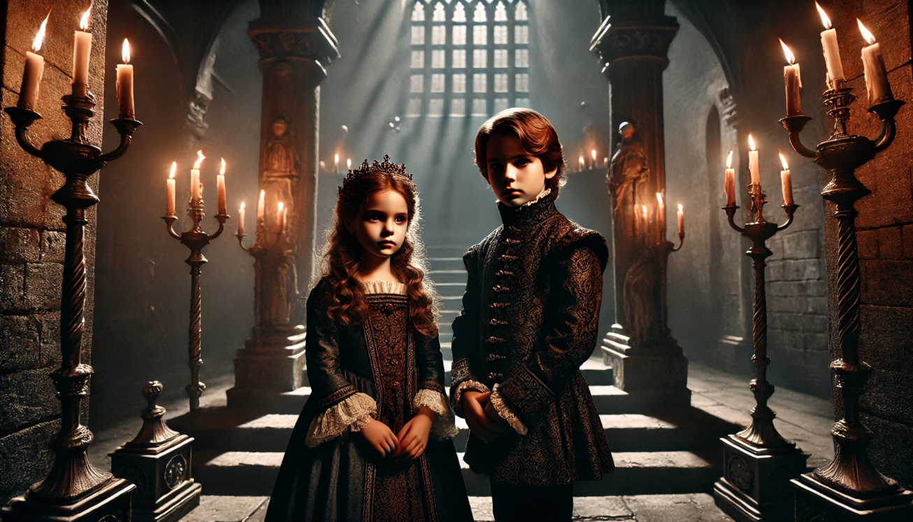 Royal children in castle