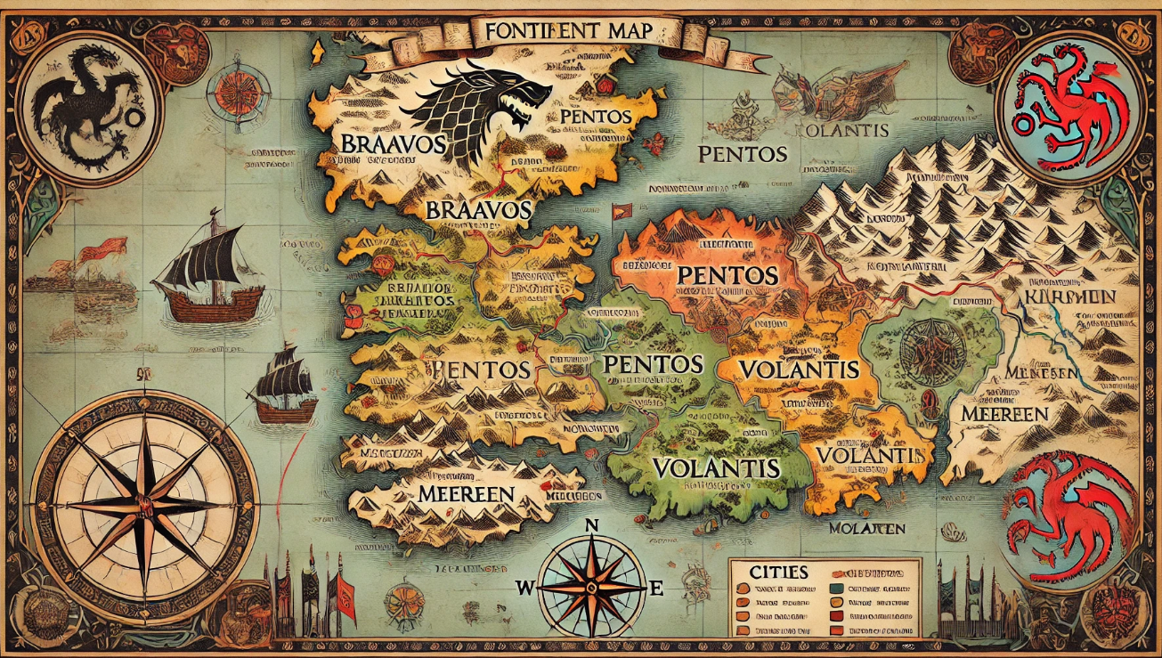 Fantasy map Essos cities
