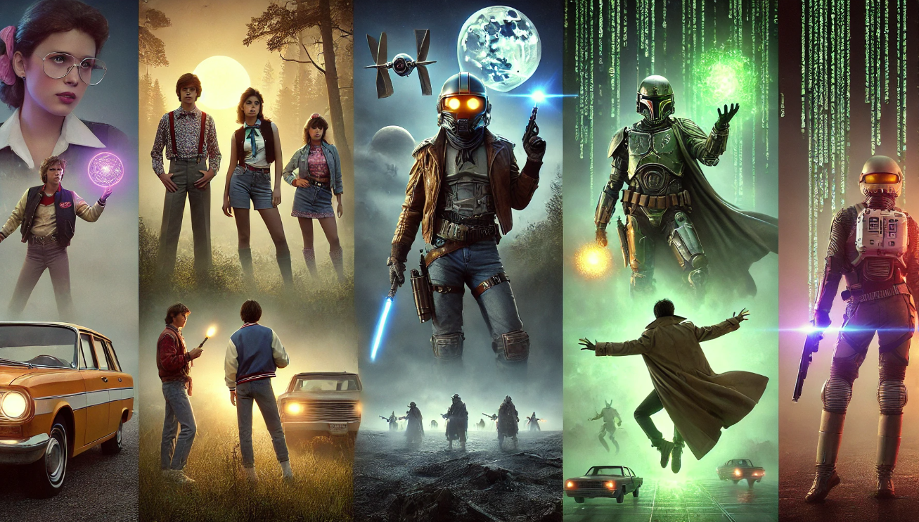 Retro sci-fi character montage.


