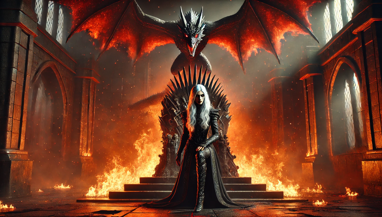 "Queen commands fiery dragon"

