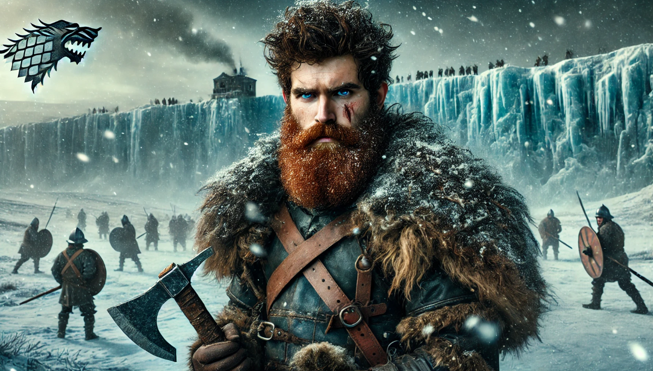 Warrior in snowy battlefield