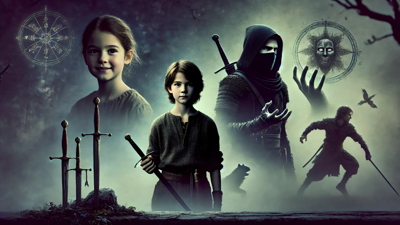 Medieval fantasy characters swords