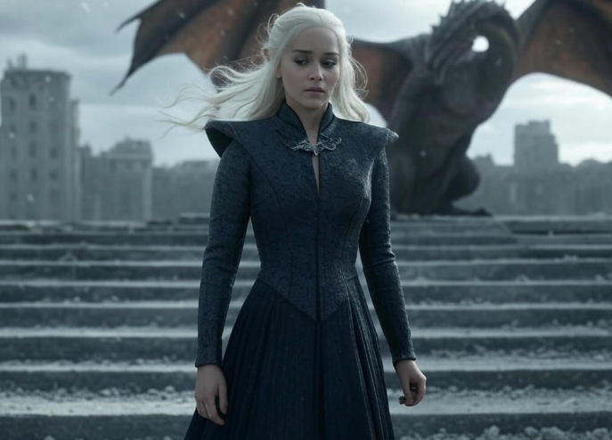 Queen dragon steps city