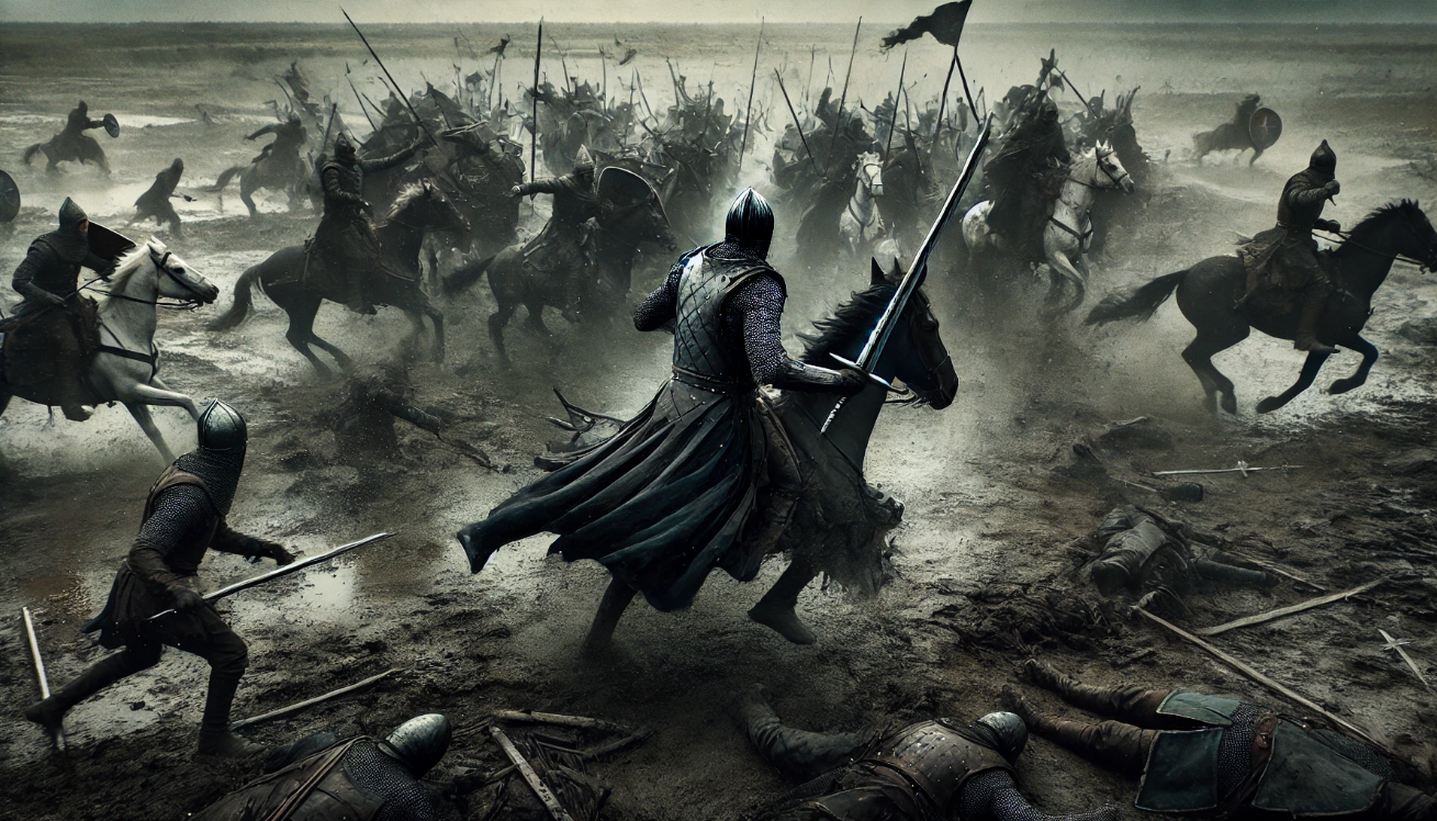 "Epic medieval battlefield charge."

