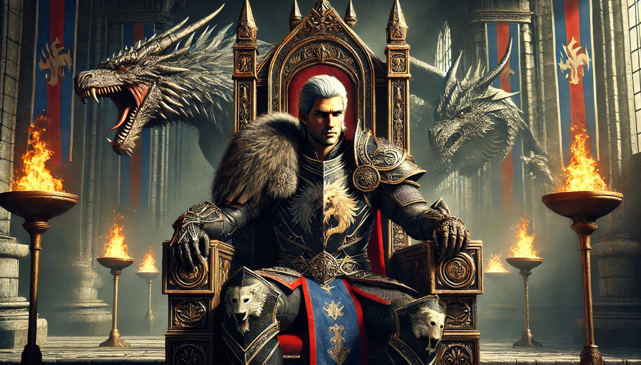 "King on dragon throne"


