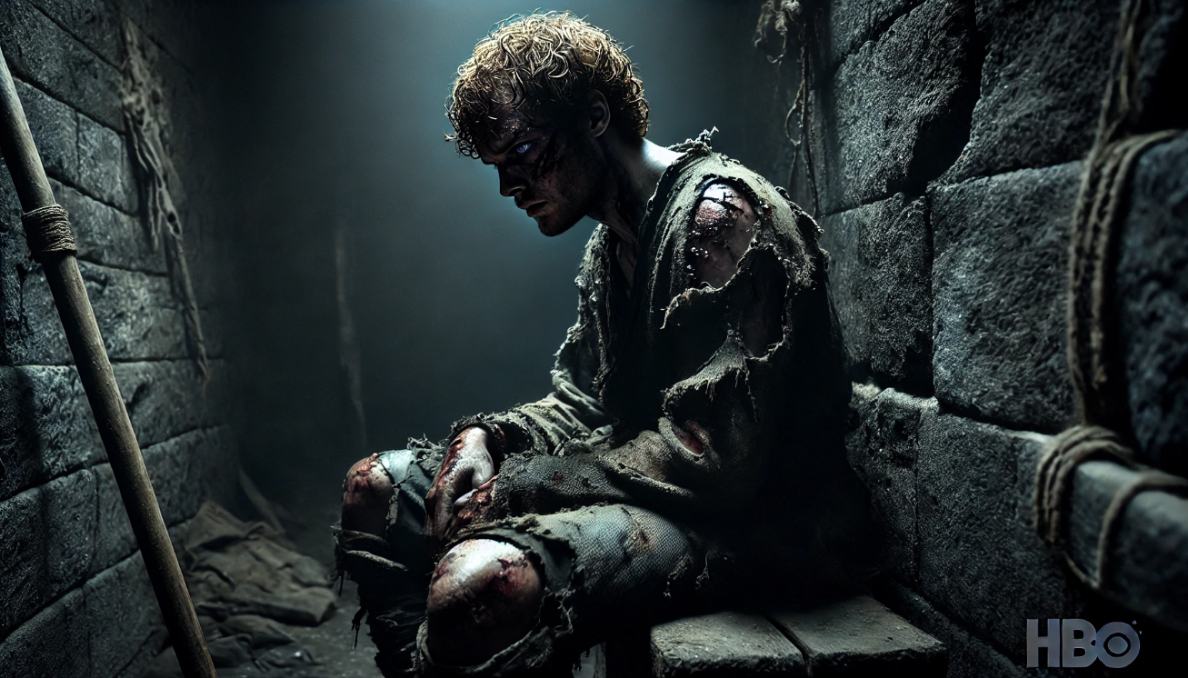 Tortured prisoner in darkness

