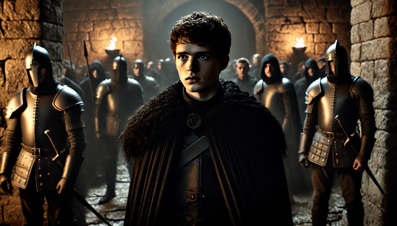 Young leader surrounded by guards