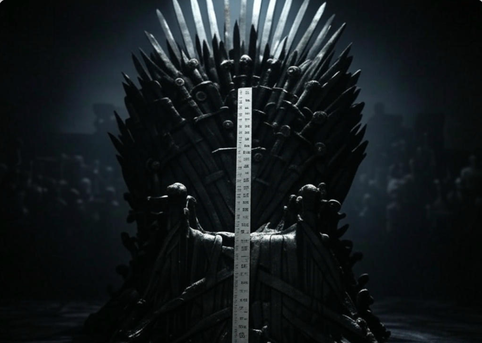 "Iron throne with ruler"

