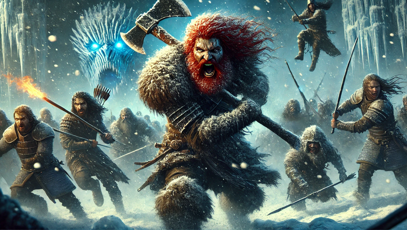 Fierce Viking battle scene.