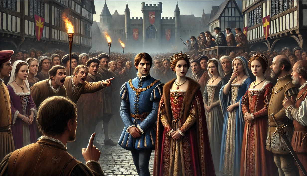 Royalty confronted by crowd