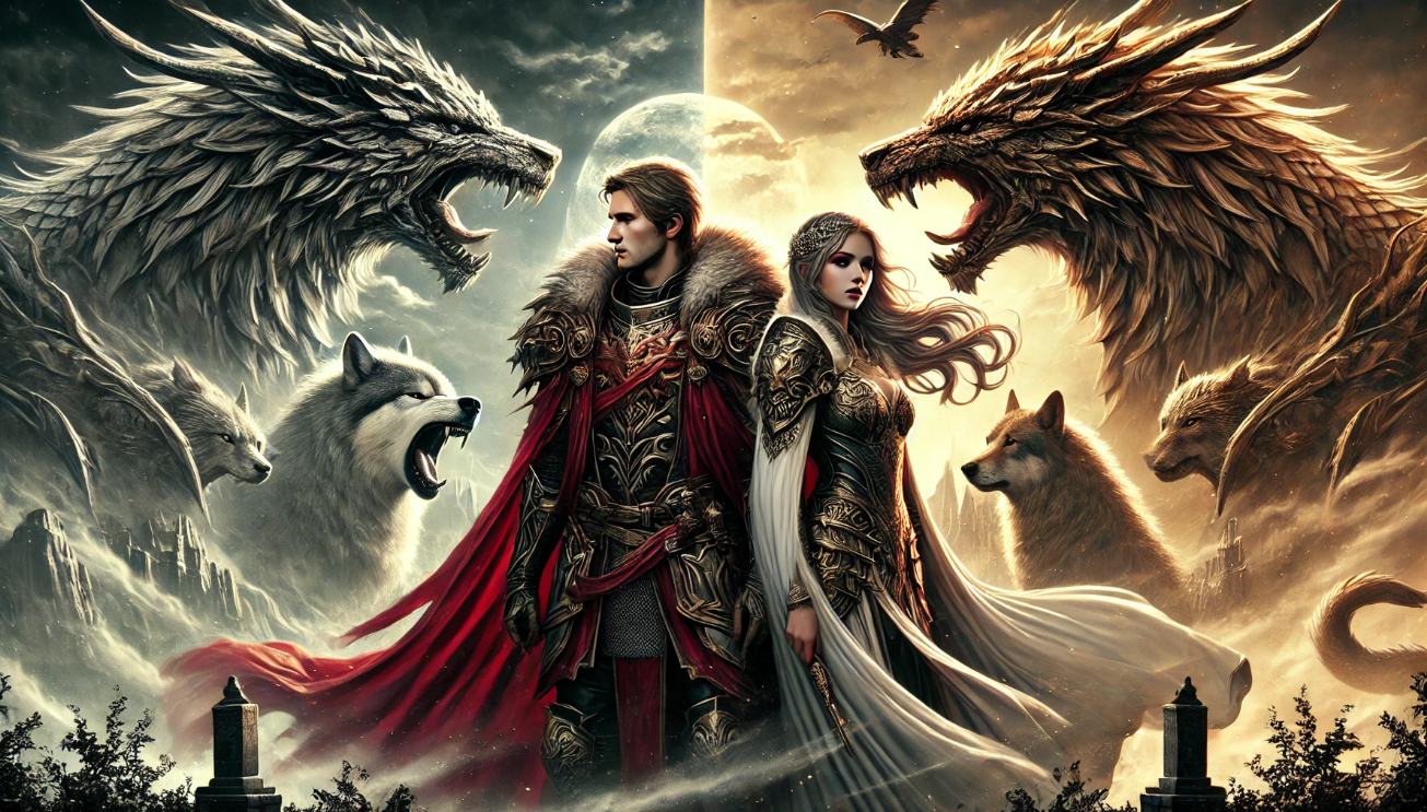 "Warriors between opposing beasts"

