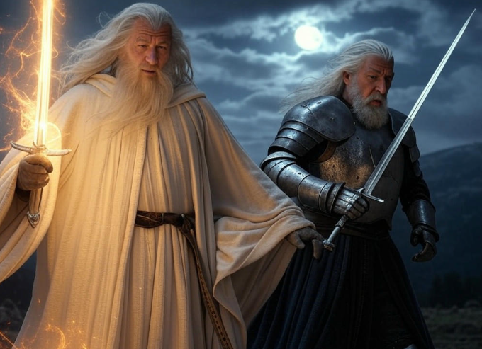 Wizard and knight battle