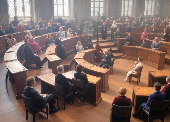 People in formal council meeting