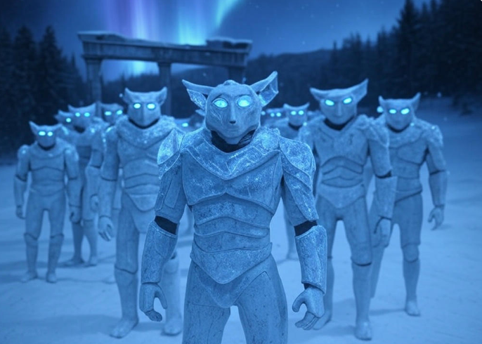 White Walkers with glowing eyes