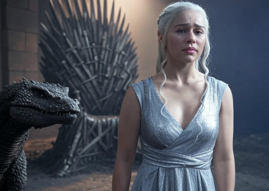 "Queen with dragon throne"


