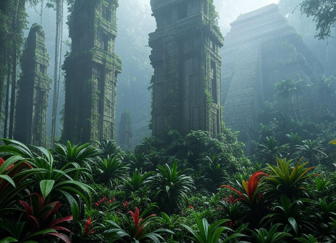 Ancient ruins in jungle