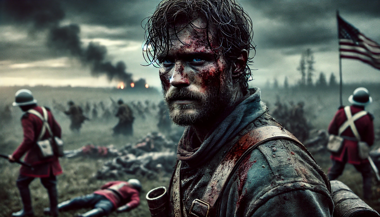 "Bloody soldier after battle."

