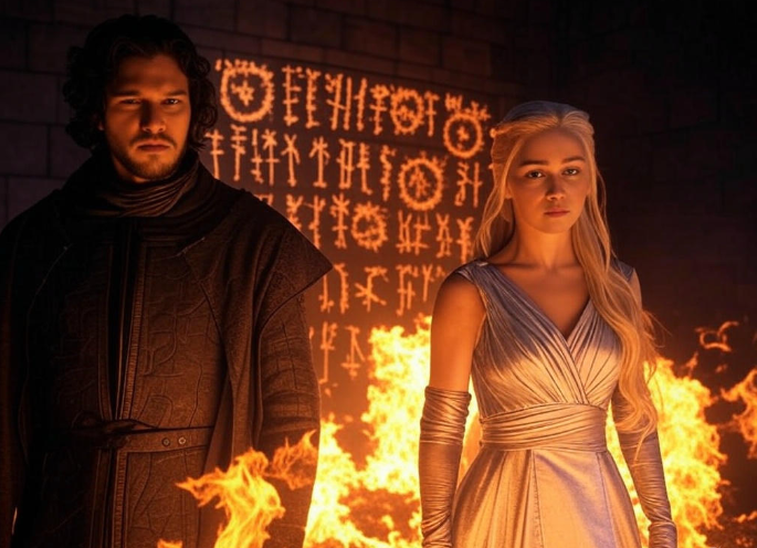 Two people fire symbols