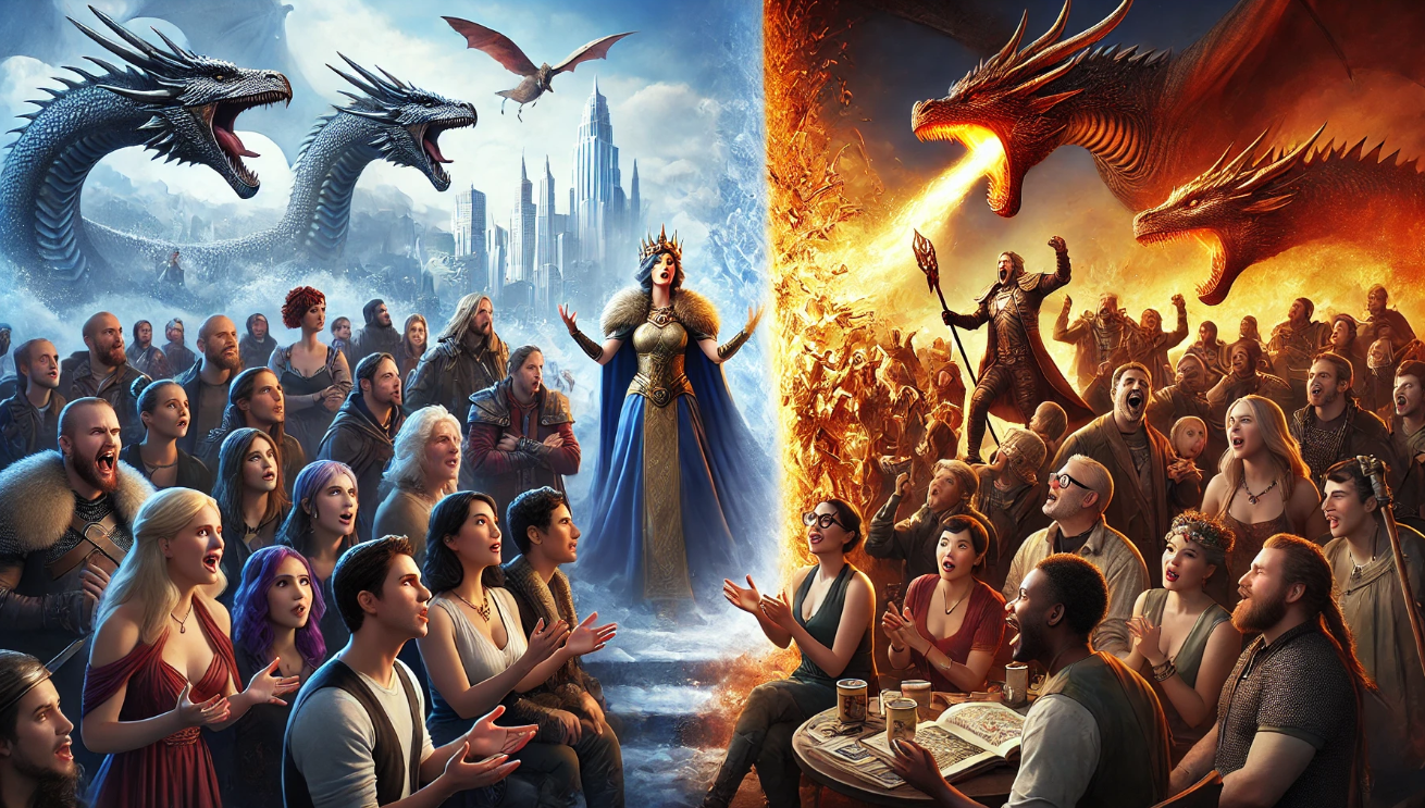 Fantasy realms clash dramatically. 