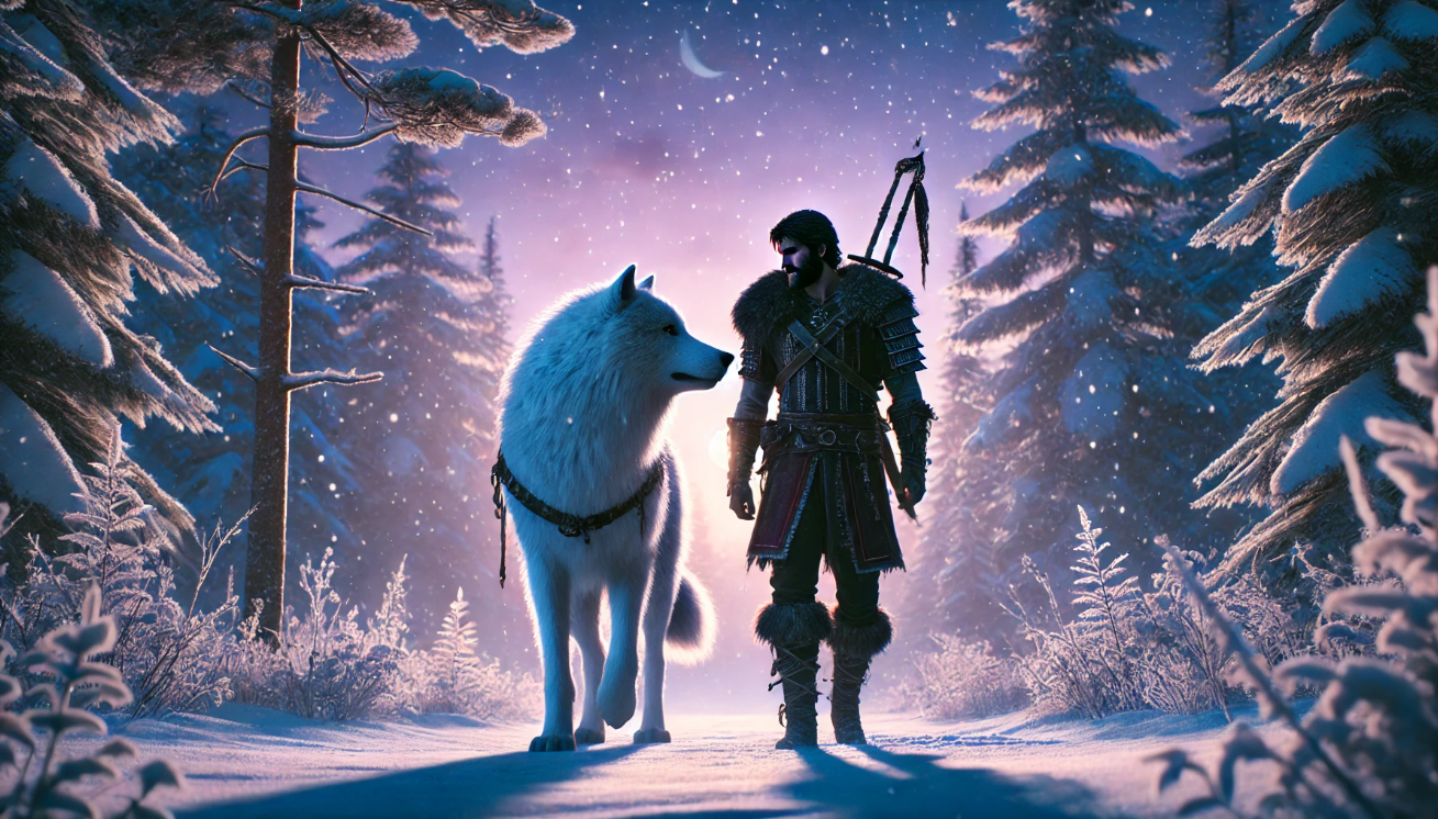 Snowy forest warrior companion

