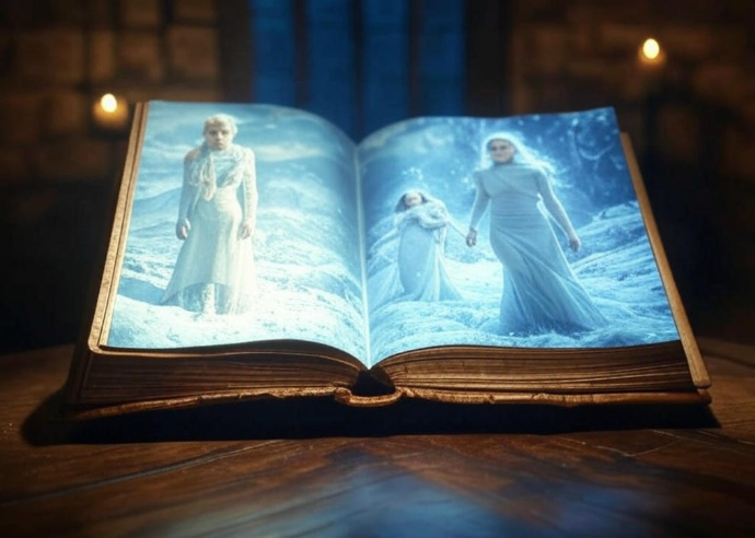 Open book snowy queens