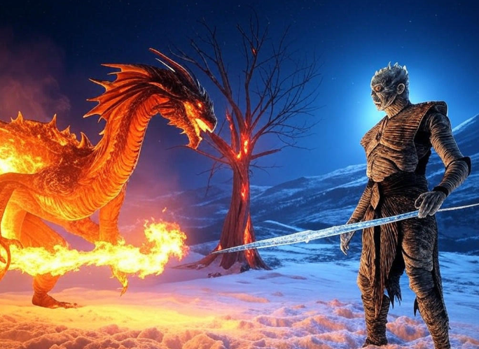 Night King versus fire dragon