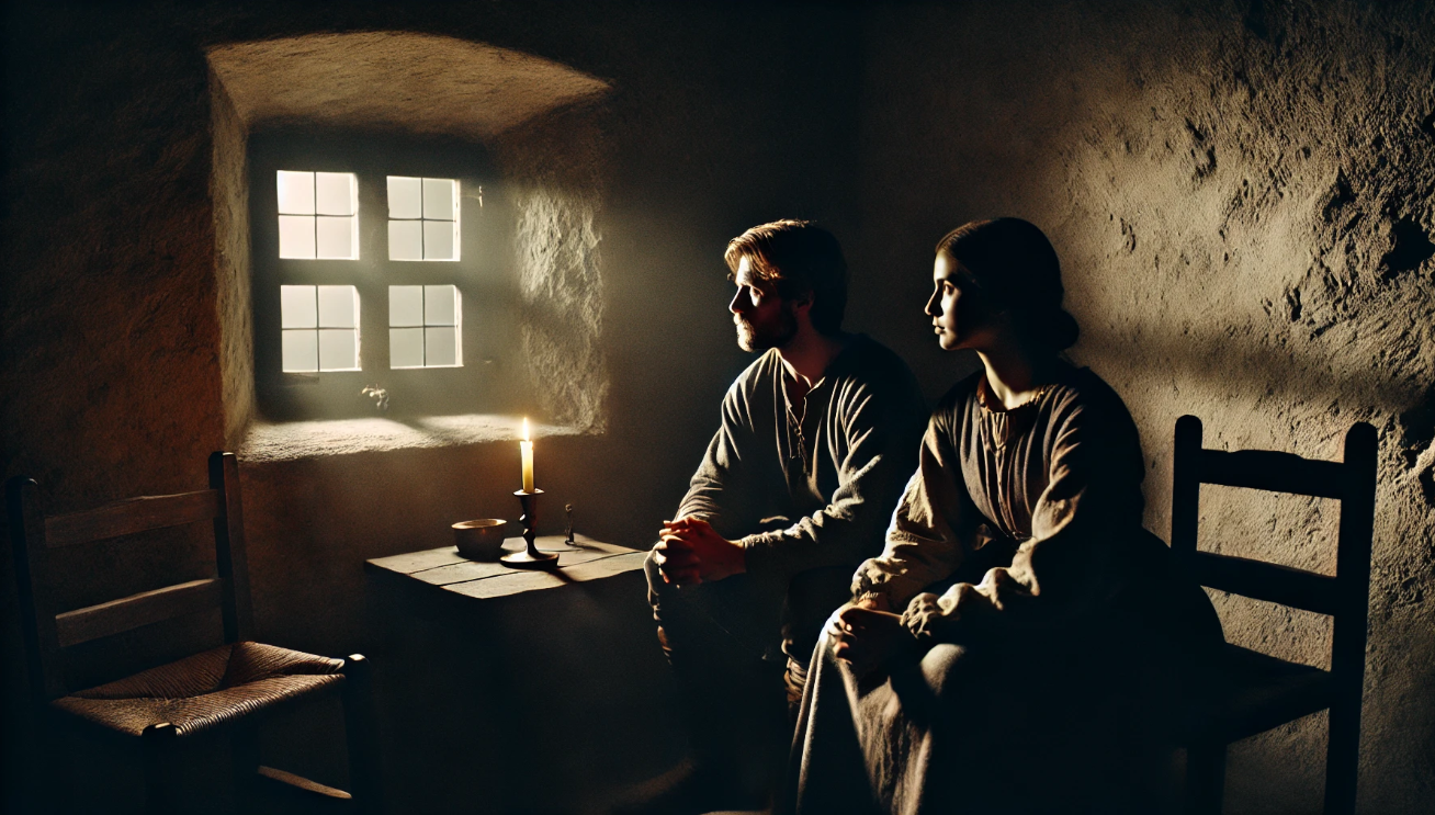 Couple in candlelight room