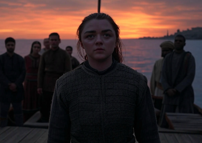"Determined girl at sunset."

