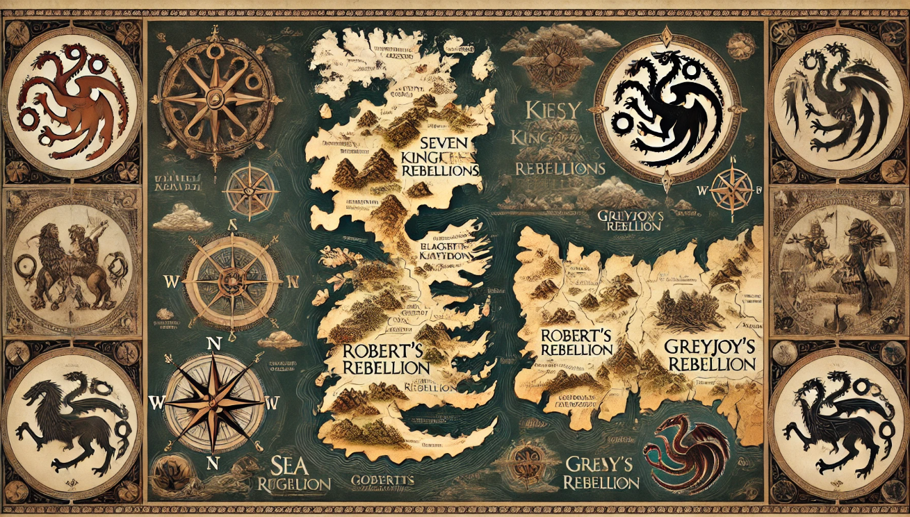 Ancient map Seven Kingdoms rebellions