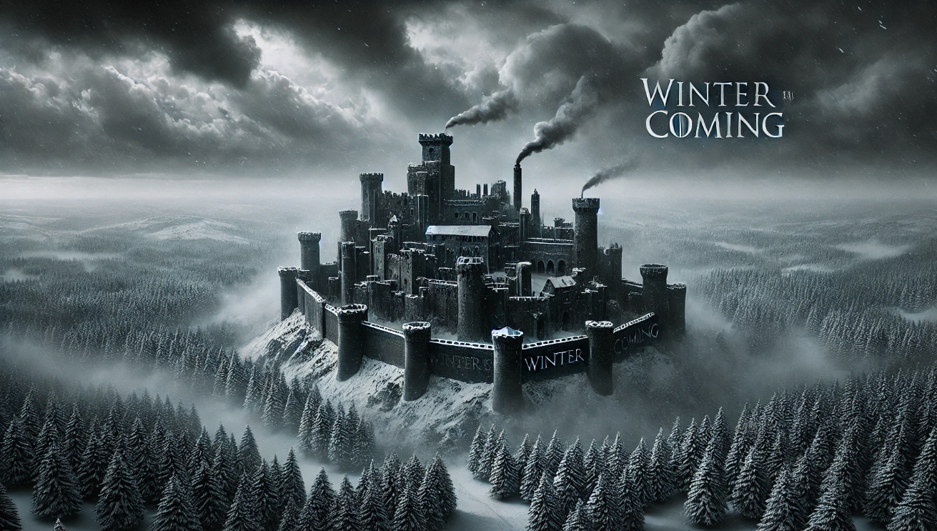 Snowy castle winter coming