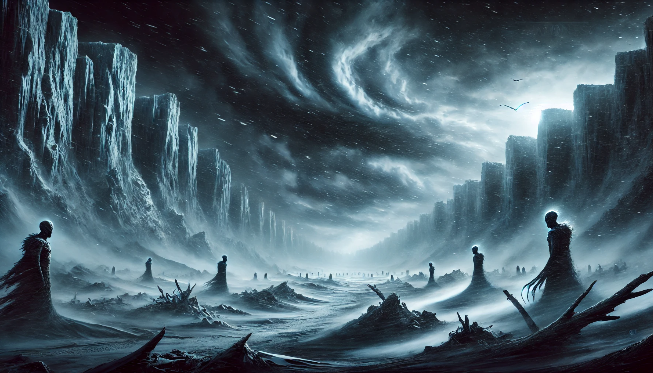 Dark icy wasteland figures