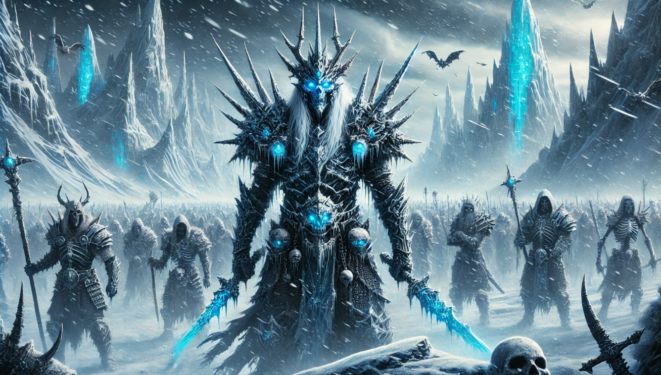 Icy warrior leading undead army