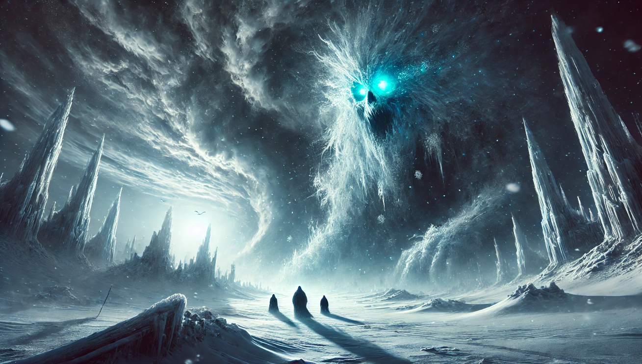 Icy wasteland glowing spirit