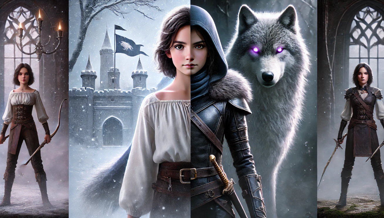 Warrior woman with wolf