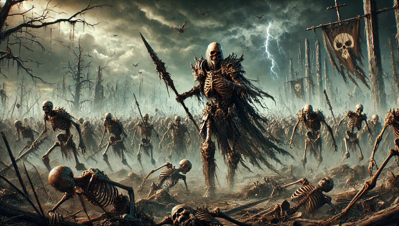 Dark skeletal army marching