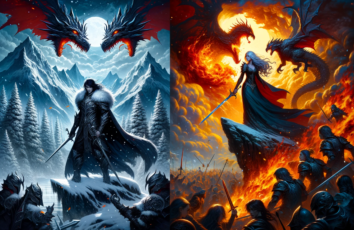 Dragons warriors snow fire