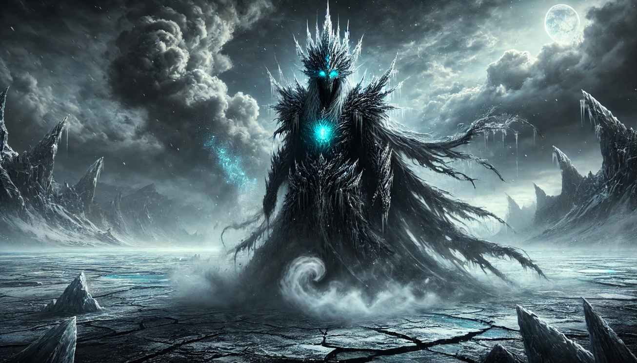 Majestic icy figure glowing