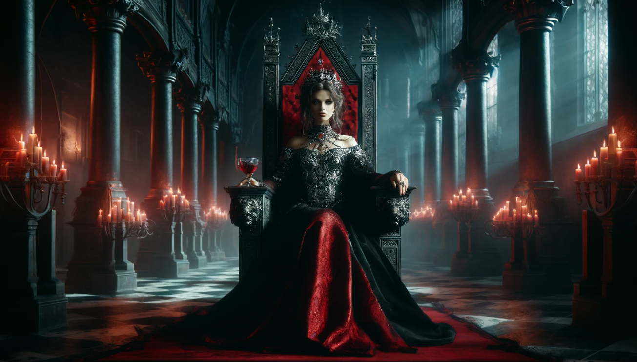Regal queen on throne