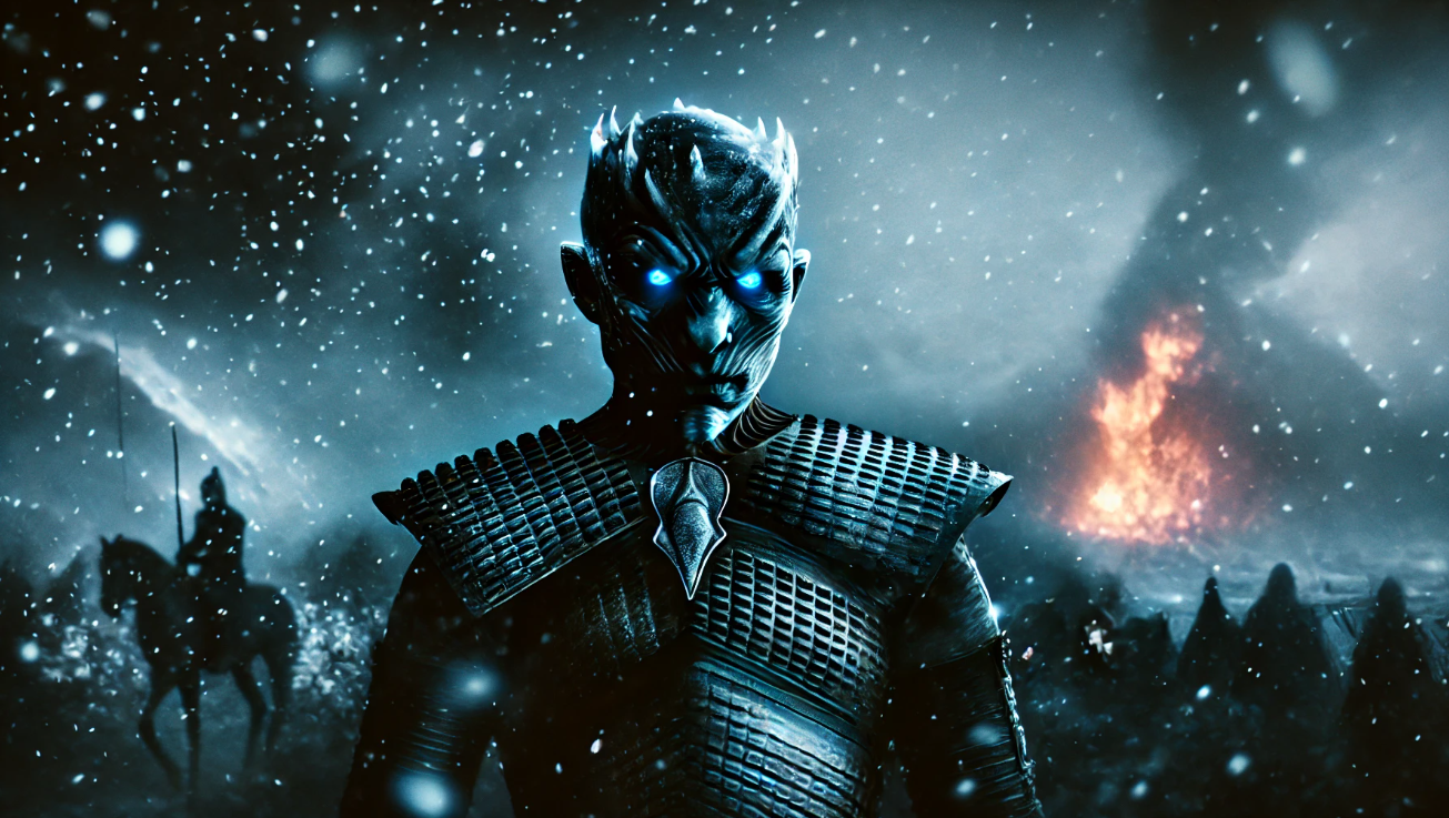 Epic snowy battle scene