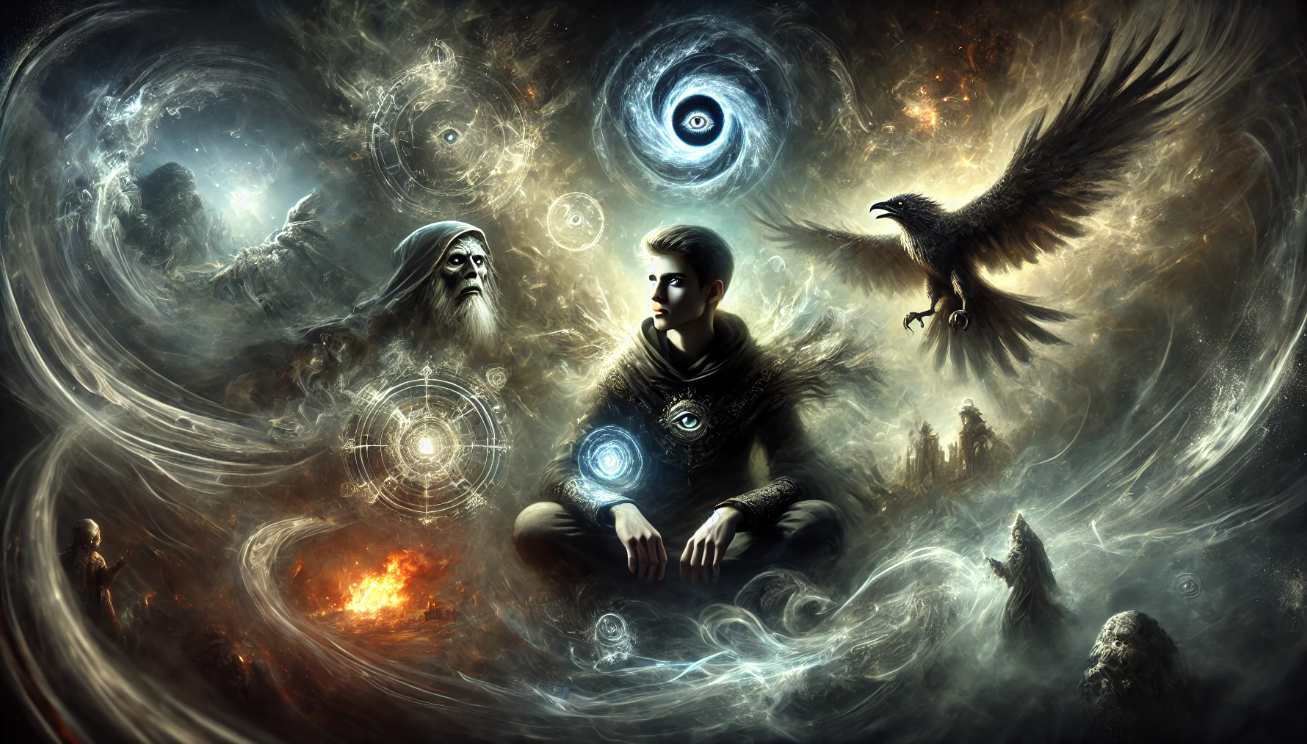 Mystic figure cosmic elements