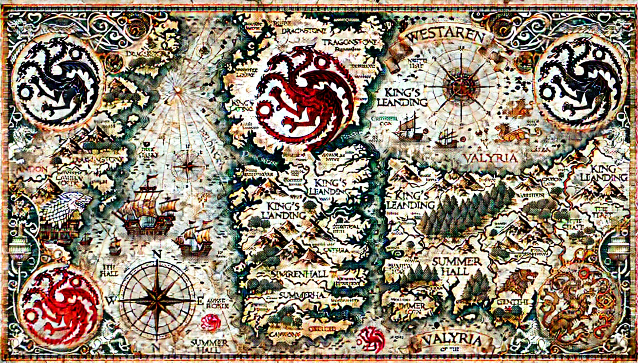 Fantasy map with dragons
