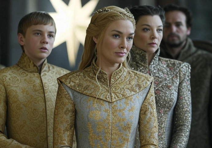 Royal family in throne