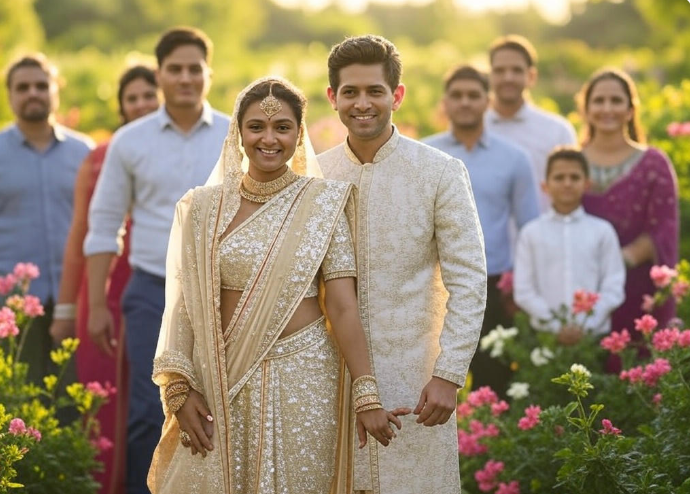 Wedding couple garden backdrop