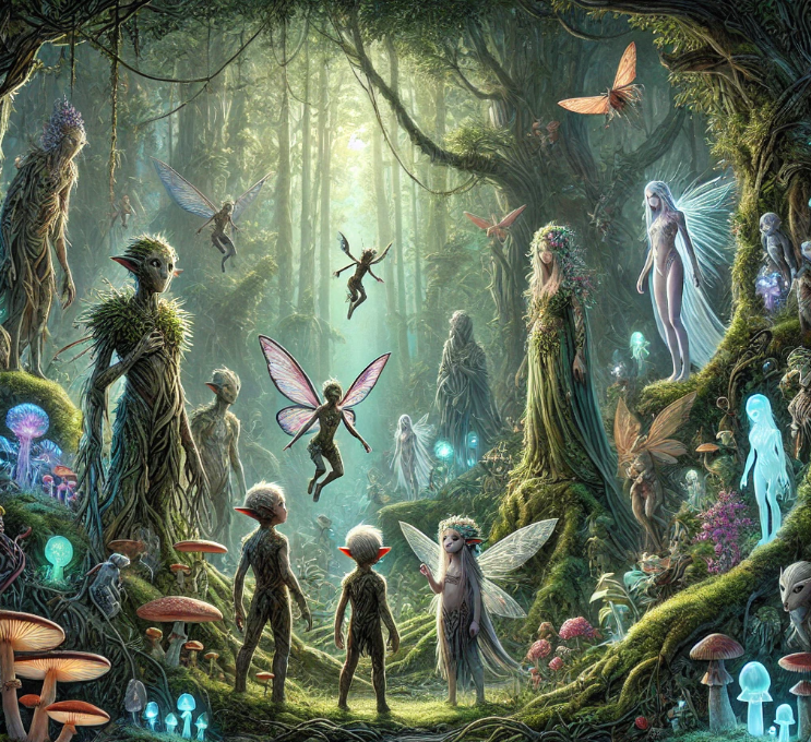 Enchanted forest fairy gathering