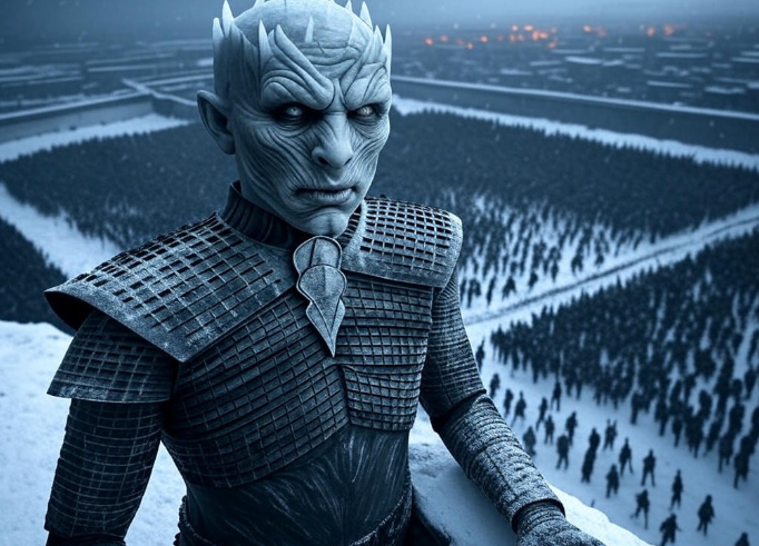 Icy king overlooking army