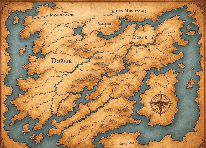 Fantasy map Dorne landscape