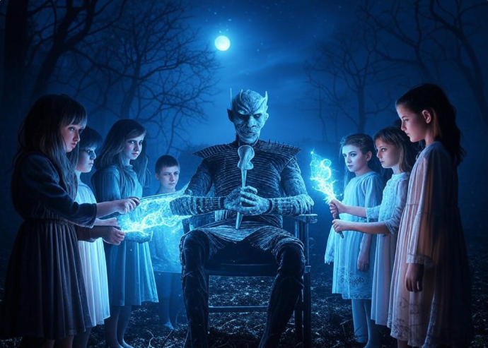 Ghostly king with children