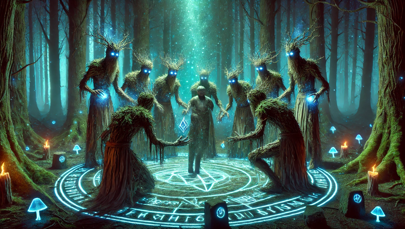 Forest ritual with spirits