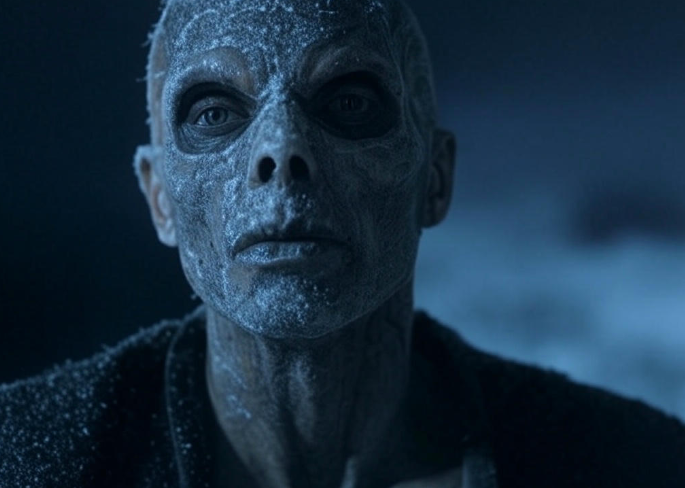 Frosty undead creature staring